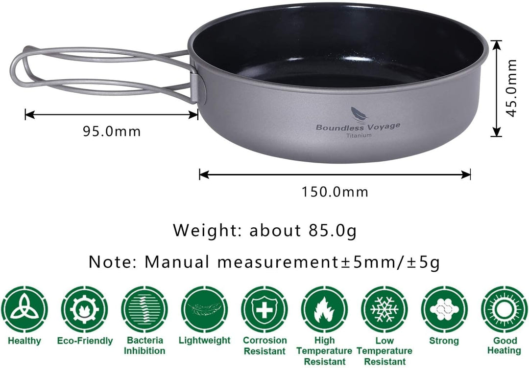 iBasingo Titan Antihaft Bratpfanne 15cm Leichtes Skillet Griddle Wandern Camping kleine Teller Schal