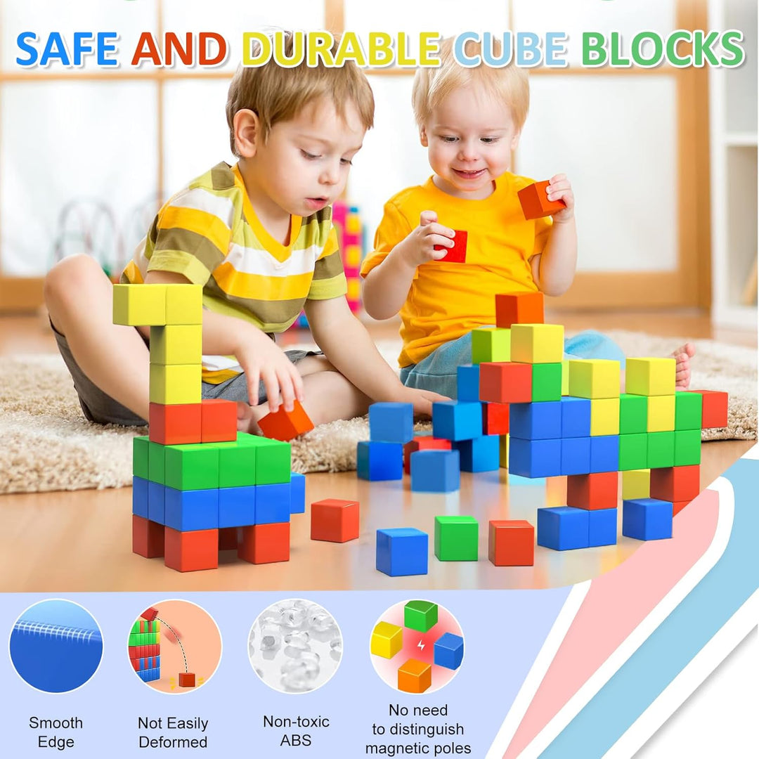 ASOK 57 PCS Magnetische Blöcke Magnetische Gebäudeblöcke mit Aufkleber für Kinder ab 3 Jahren Magnet