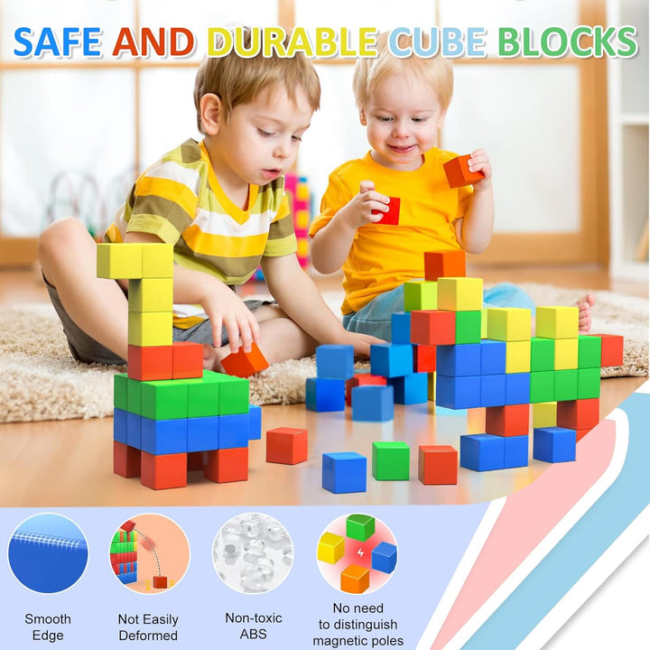 ASOK 57 PCS Magnetische Blöcke Magnetische Gebäudeblöcke mit Aufkleber für Kinder ab 3 Jahren Magnet