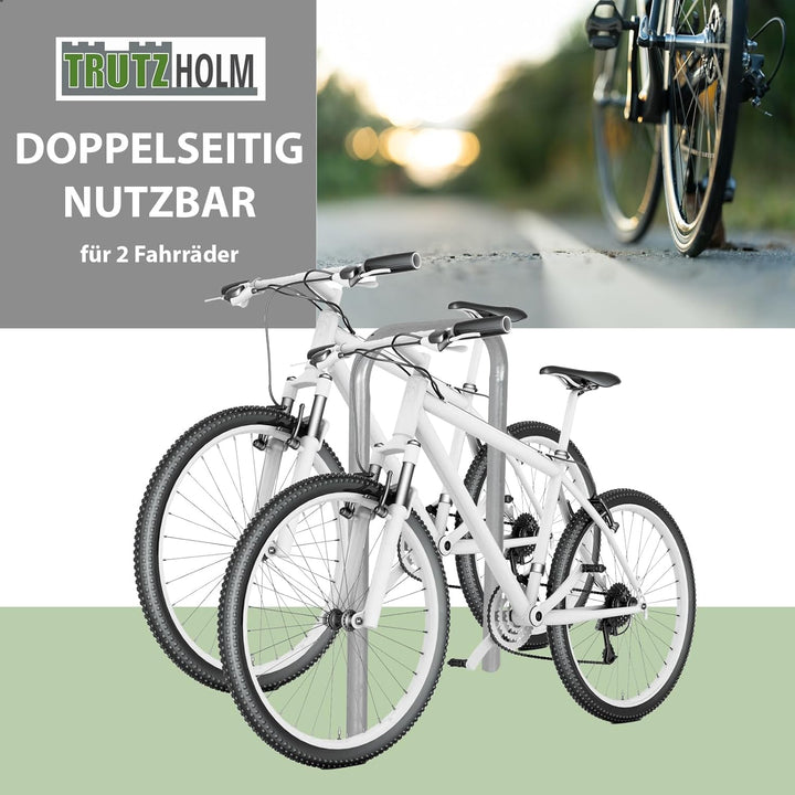 TRUTZHOLM 2x Fahrradanlehnbügel 115x58 cm Stahl feuerverzinkt und rostfrei Ø 48 mm zum Einbetonieren