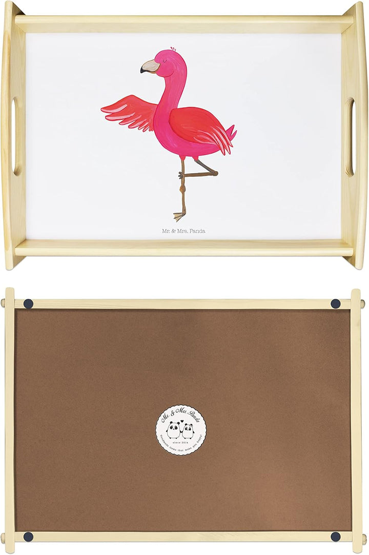 Mr. & Mrs. Panda serviertablett Holz Flamingo Yoga - Geschenk, Baum, betttablett, Vogel, Servier Tab