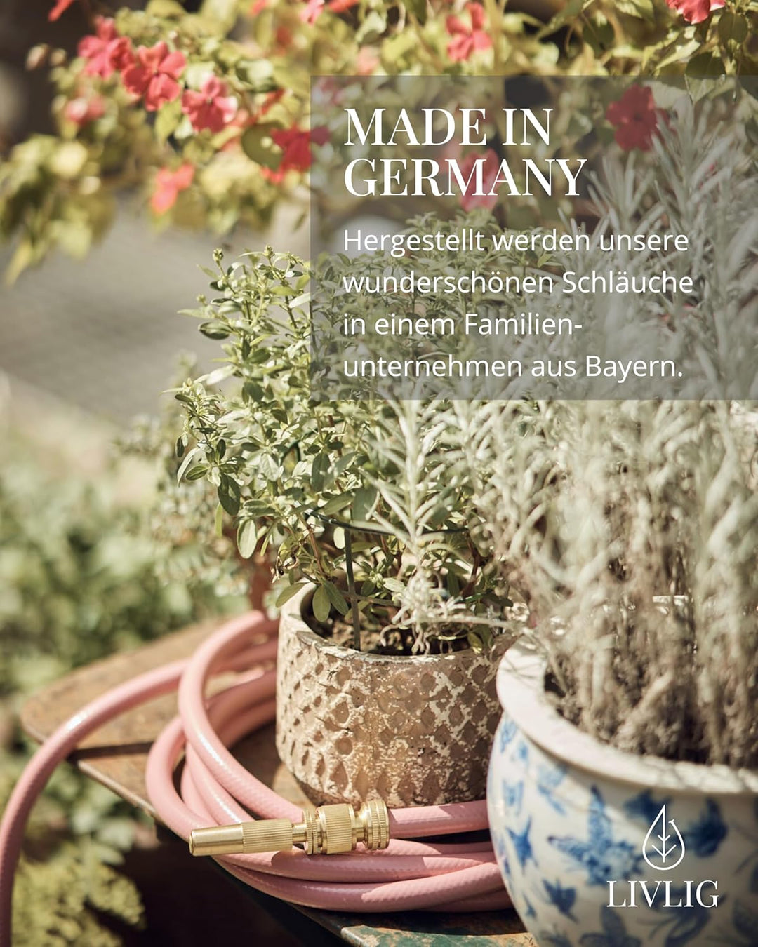 Livlig53 Gartenschlauch 1/2 Zoll, 30m: Wasserschlauch Made in Germany, Recycling-Material, formstabi