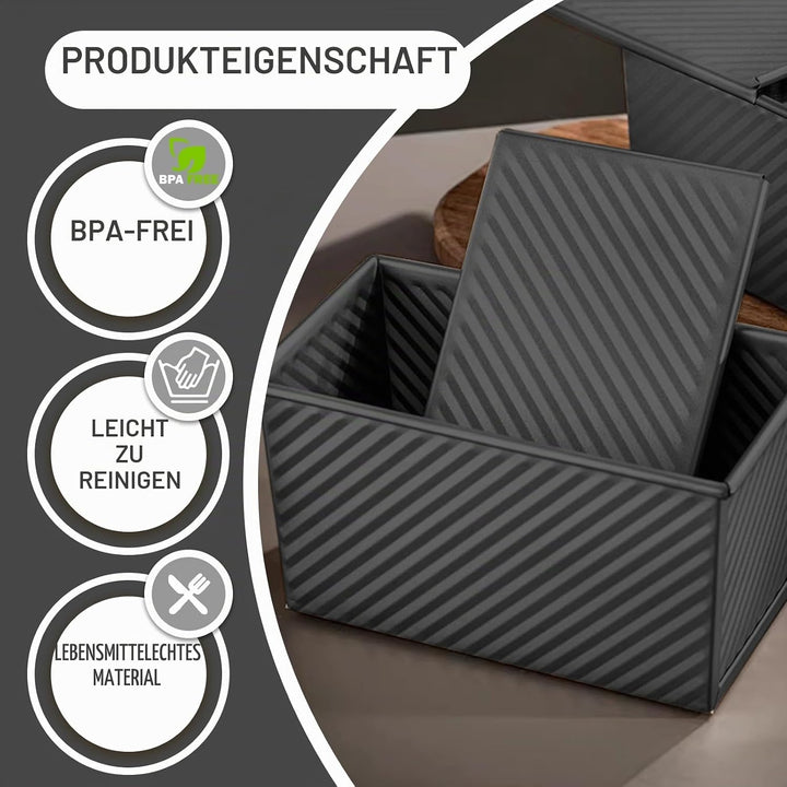 Toastbrot Backform mit Deckel, Laib Pfanne Brotbackform Kastenform, 450g Kastenform mit Belüftungslö