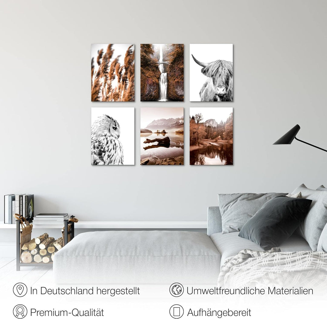 Novart Set Wandbilder - KEIN EXTRA RAMEN BENÖTIGT - Wohnzimmer Schlafzimmer - Bilder Modern Natur Be