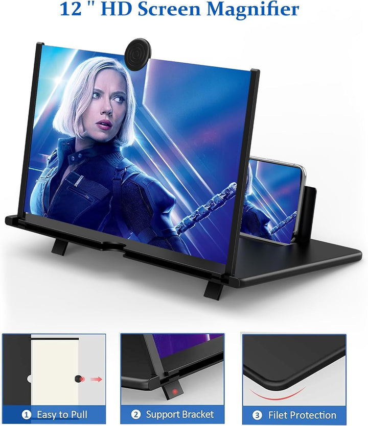 30,5 cm (12 Zoll) Bildschirmlupe für Handy, Fanlory 3D HD Vergrösserung Projektor-Bildschirmvergröss