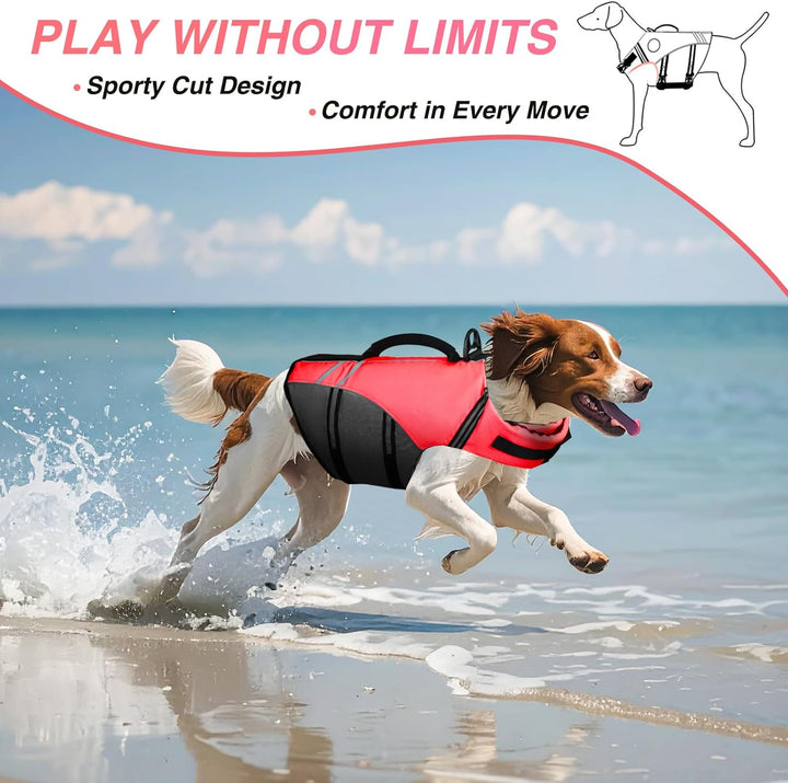 VIVAGLORY Sportstil Schwimmweste für Hunde mit Hervorragendem Auftrieb, Einstellbar & Langlebig Schw