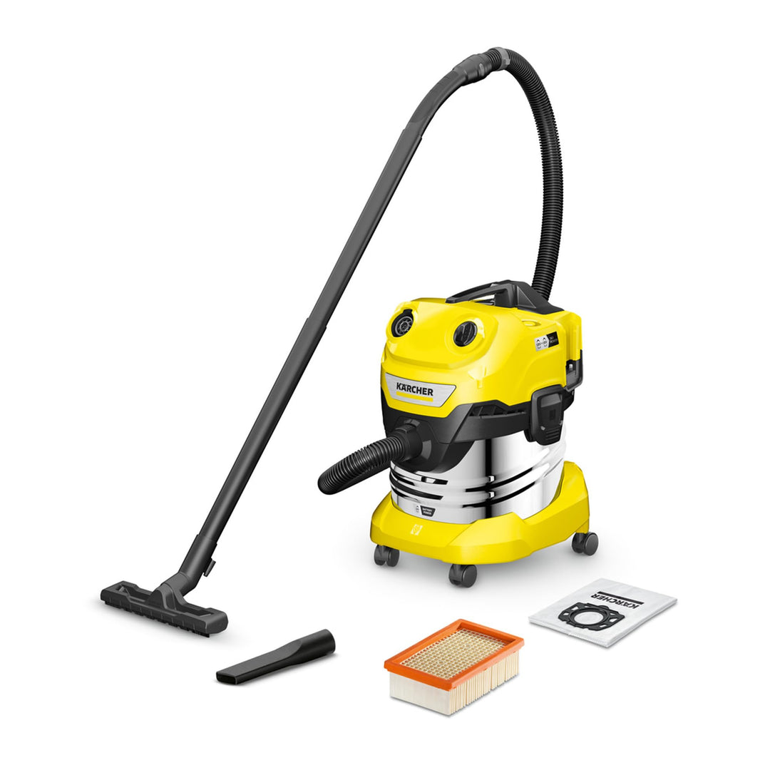 KÄRCHER Akku-Nass-/Trockensauger WD 4-18 S Dual, 36-V-Motor (2 18-V-Akkus), Edelstahlbehälter: 20 l,