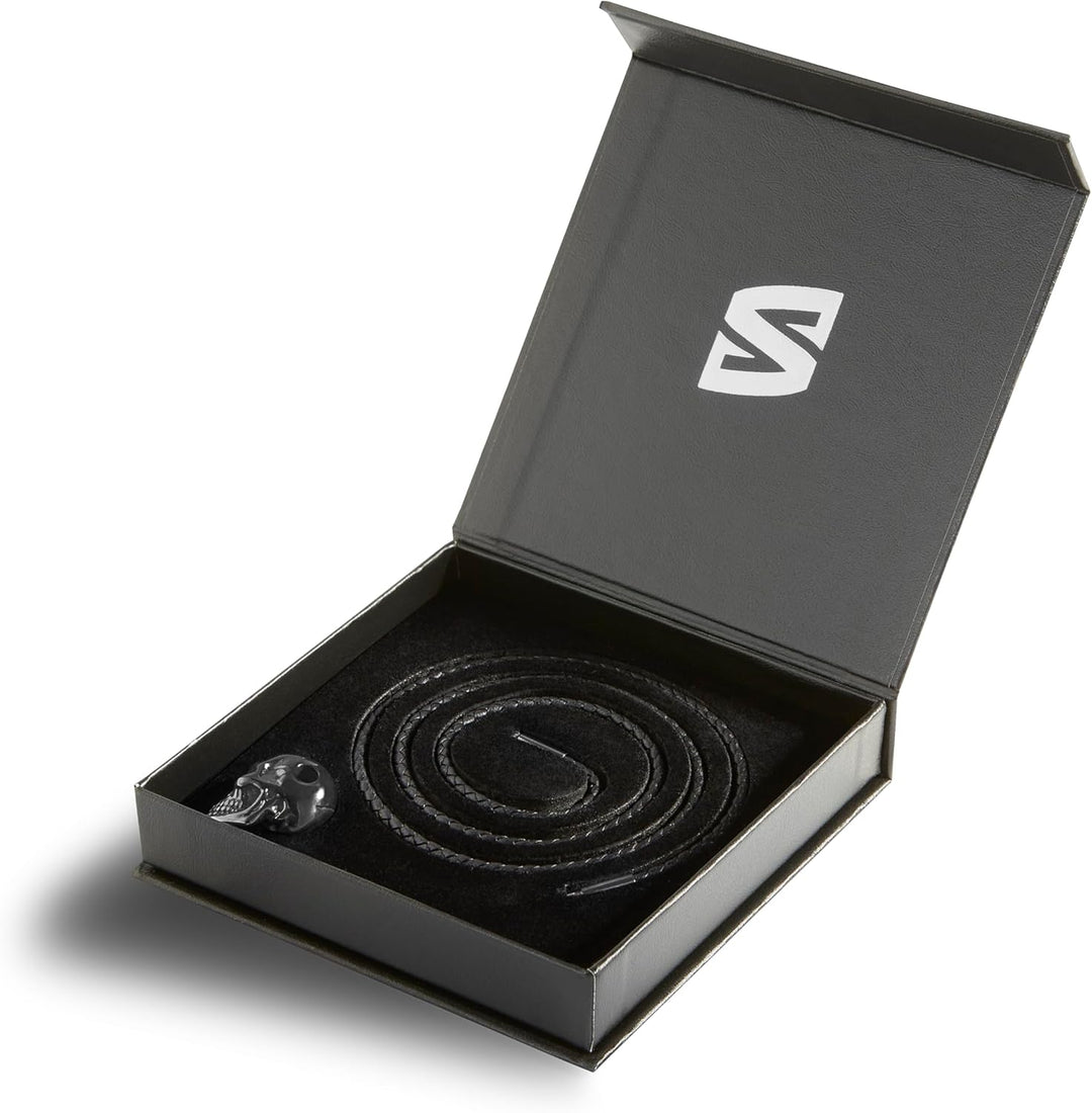 SERASAR Premium Leder Halskette Herren | Edelstahl Anhänger | Sicherer Verschluss | Drei Farben | In