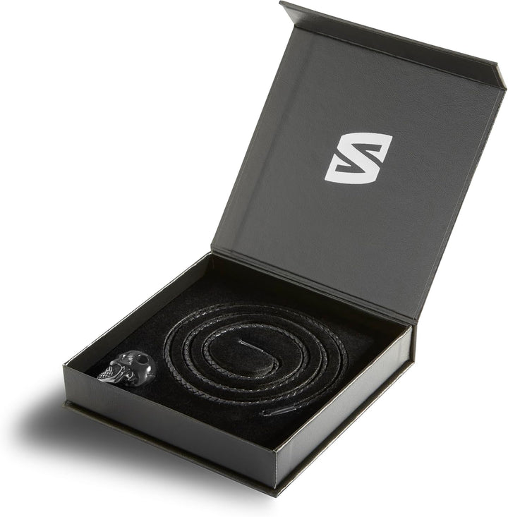 SERASAR Premium Leder Halskette Herren | Edelstahl Anhänger | Sicherer Verschluss | Drei Farben | In