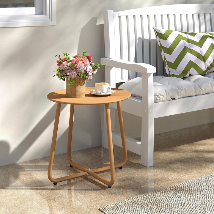 HollyHOME Beistelltisch Outdoor Balkontisch, Runder Gartentisch Kleiner Beistelltisch Kaffeetische N