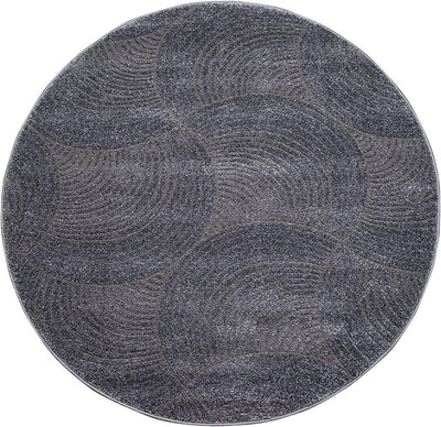 payé Teppich Rund Kurzflor - 120x120cm - Grau - Einfarbig Uni Kreisförmige Muster Modern Wohnzimmer