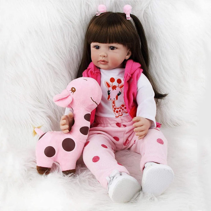 ZIYIUI Simulation Reborn Baby-Puppe 24 Zoll 60 cm Reborn Babys Mädchen Weiche Vinyl Silikon Lebensec
