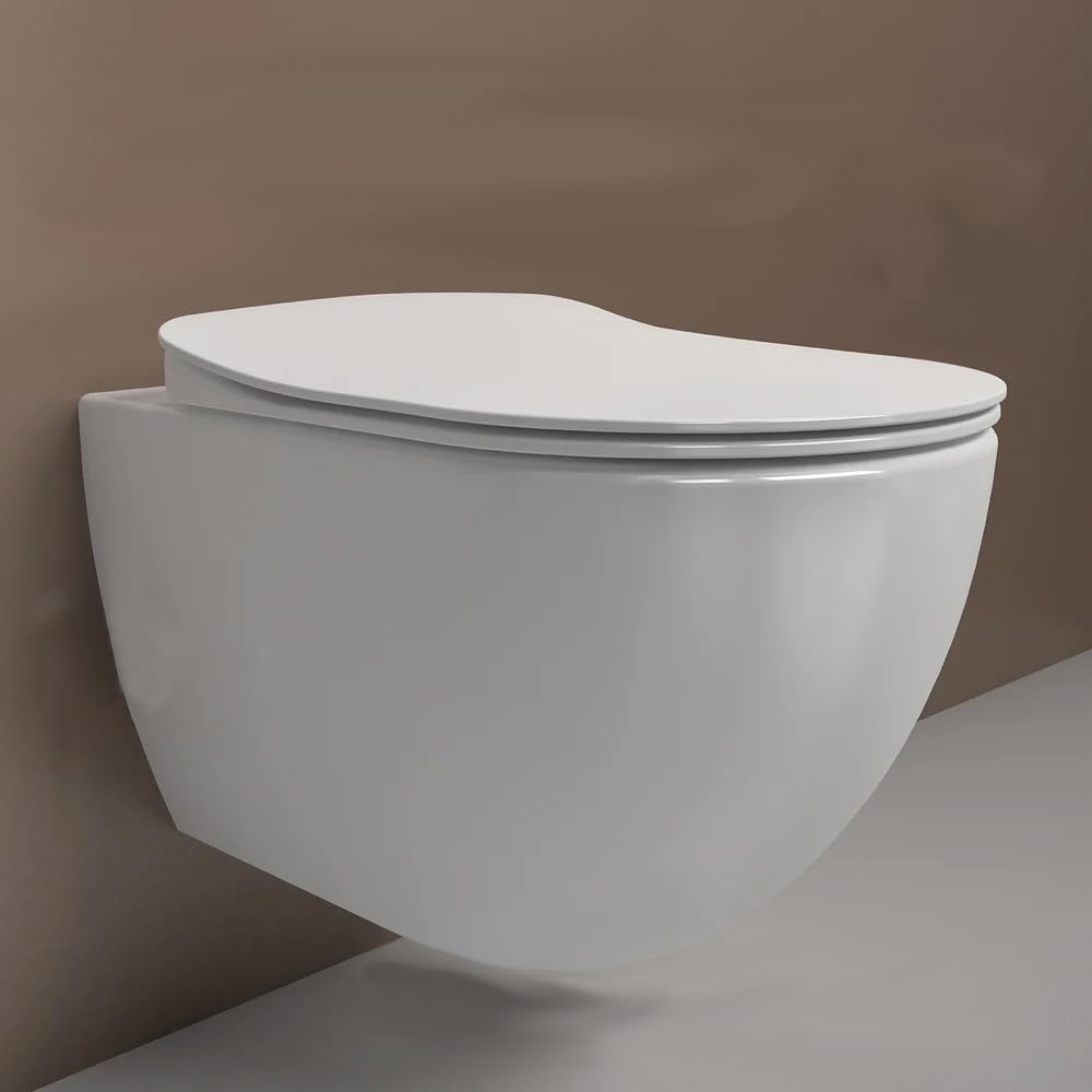Creavit Dusch-WC Hänge-WC Bidet | Spülrandloses Wand WC mit Soft Close Deckel mit Bidet-Funktion ohn