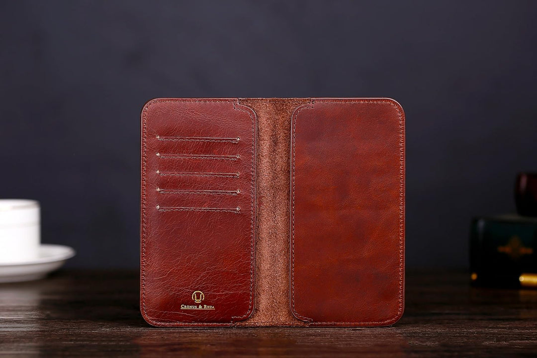Cronus &amp; Rhea - Smartphone Geldbörse aus Leder - Modell: Cerberus - Mit Geschenkbox - Geldbeutel Hül