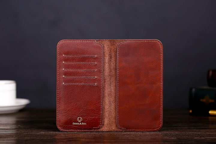 Cronus &amp; Rhea - Smartphone Geldbörse aus Leder - Modell: Cerberus - Mit Geschenkbox - Geldbeutel Hül