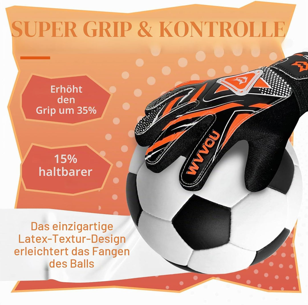 WVVOU Torwarthandschuhe Kinder und Jugendliche, Fussball Torwarthandschuhe, Fussballhandschuhe, Dopp