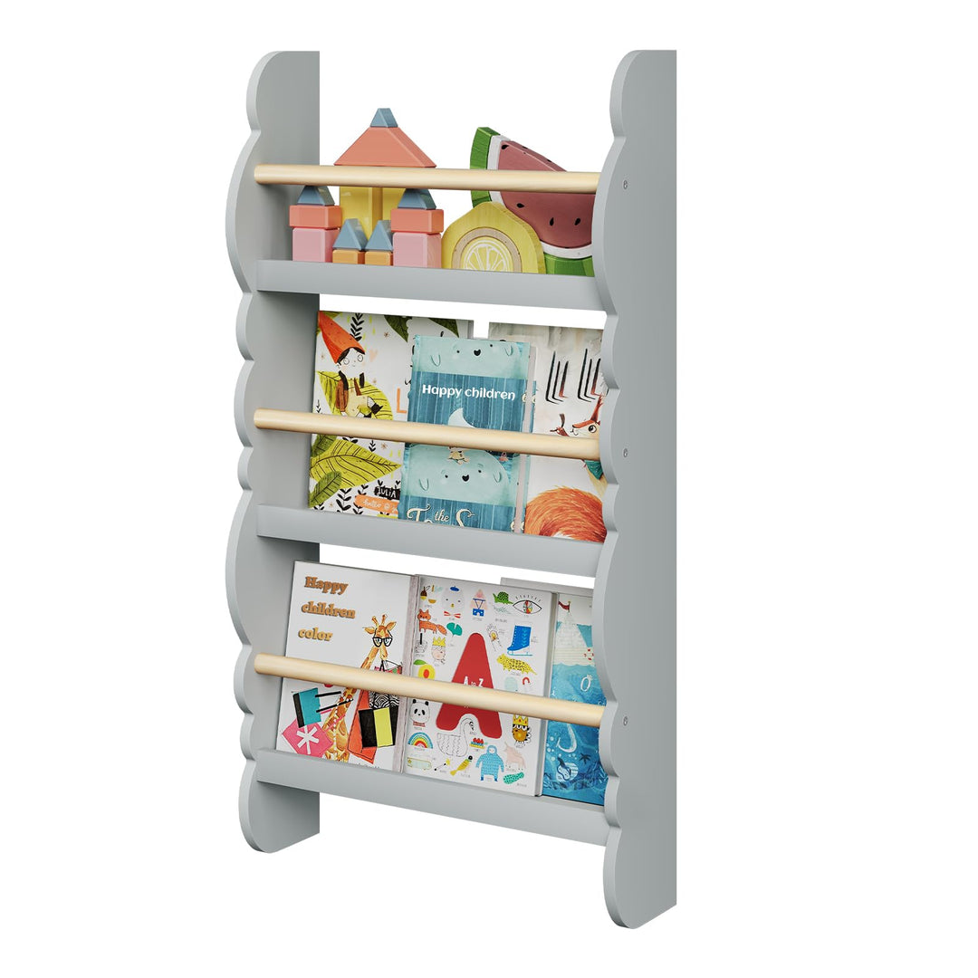 WOLTU Kinder Bücherregal Wand, Bücher-Organizer mit 3 Ablagen, Kinderregal für Buchaufbewahrung, Wan