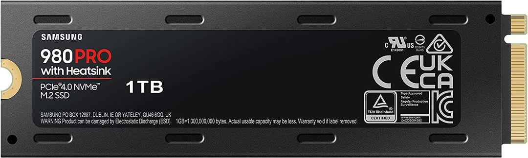 Samsung 980 PRO Heatsink M.2 NVMe SSD (MZ-V8P1T0CW), 1 TB, PCIe 4.0, 7.000 MB/s Lesen, 5.000 MB/s Sc