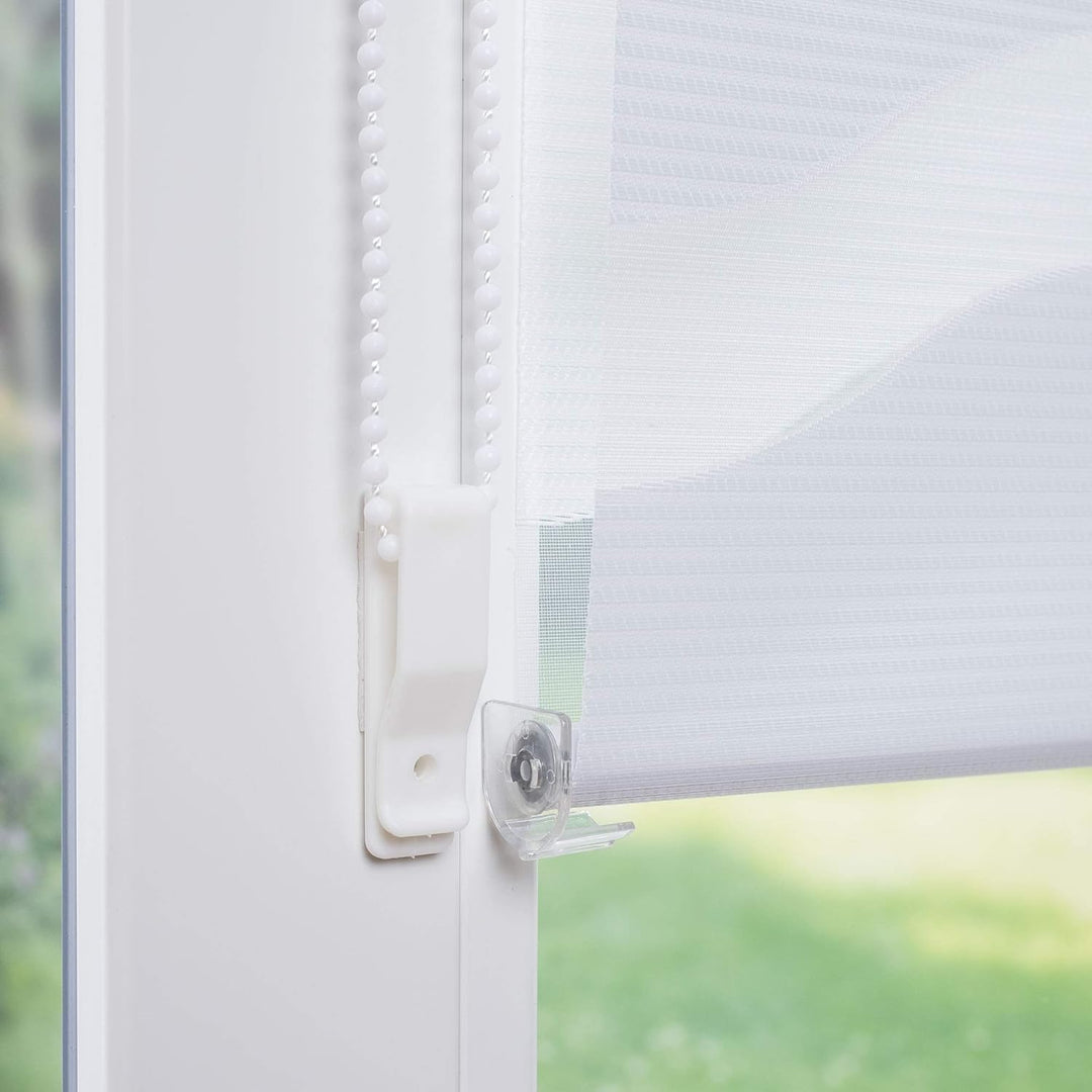 Klemmfix Doppelrollo Weiss Wave - Breite 40 bis 120 cm, Länge 150 cm BZW. 210 cm - Duo - Rollo ohne