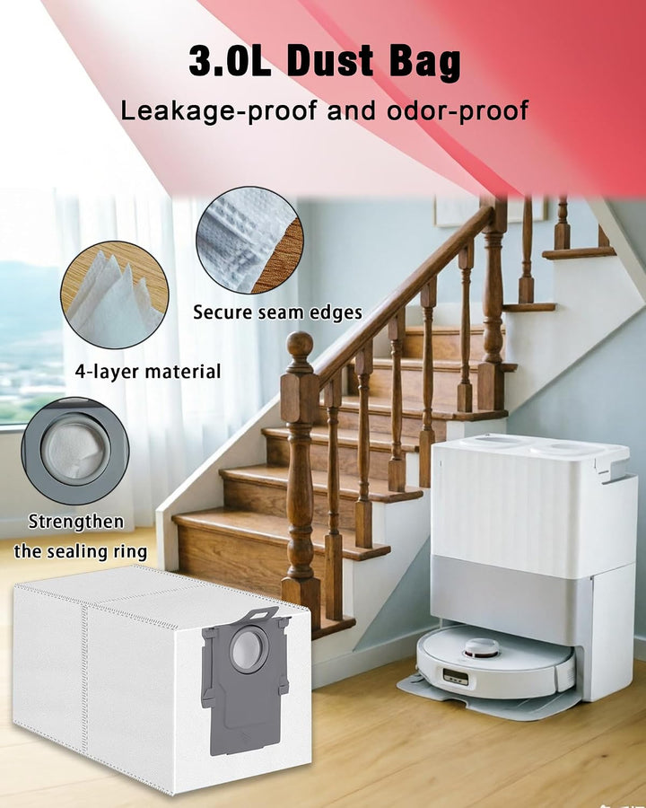 Zubehör für Roborock Qrevo S5V/Curv/Curv S5X/Curv C/Edge/Edge S5A | Ersatzteile set: 6 Staubbeutel,