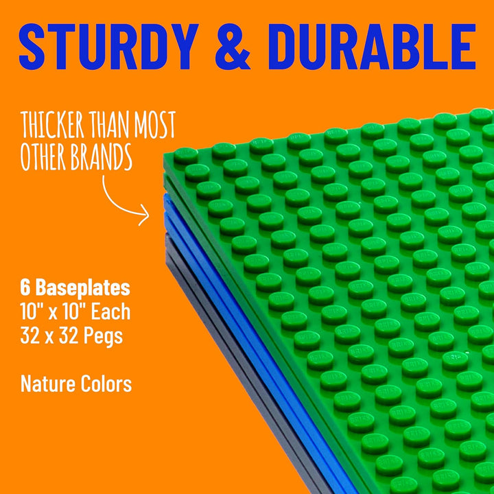 Strictly Briks Premium-Bauplatten - mit Allen grossen Marken kompatibel - 6 Stück - 10 x 10 (25,4 x