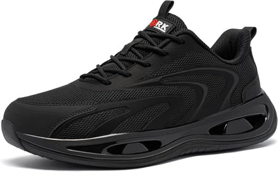 LARNMERN Arbeitsschuhe Herren Sicherheitsschuhe Leichte Stahlkappenschuhe Bequeme Antishock Atmungsa