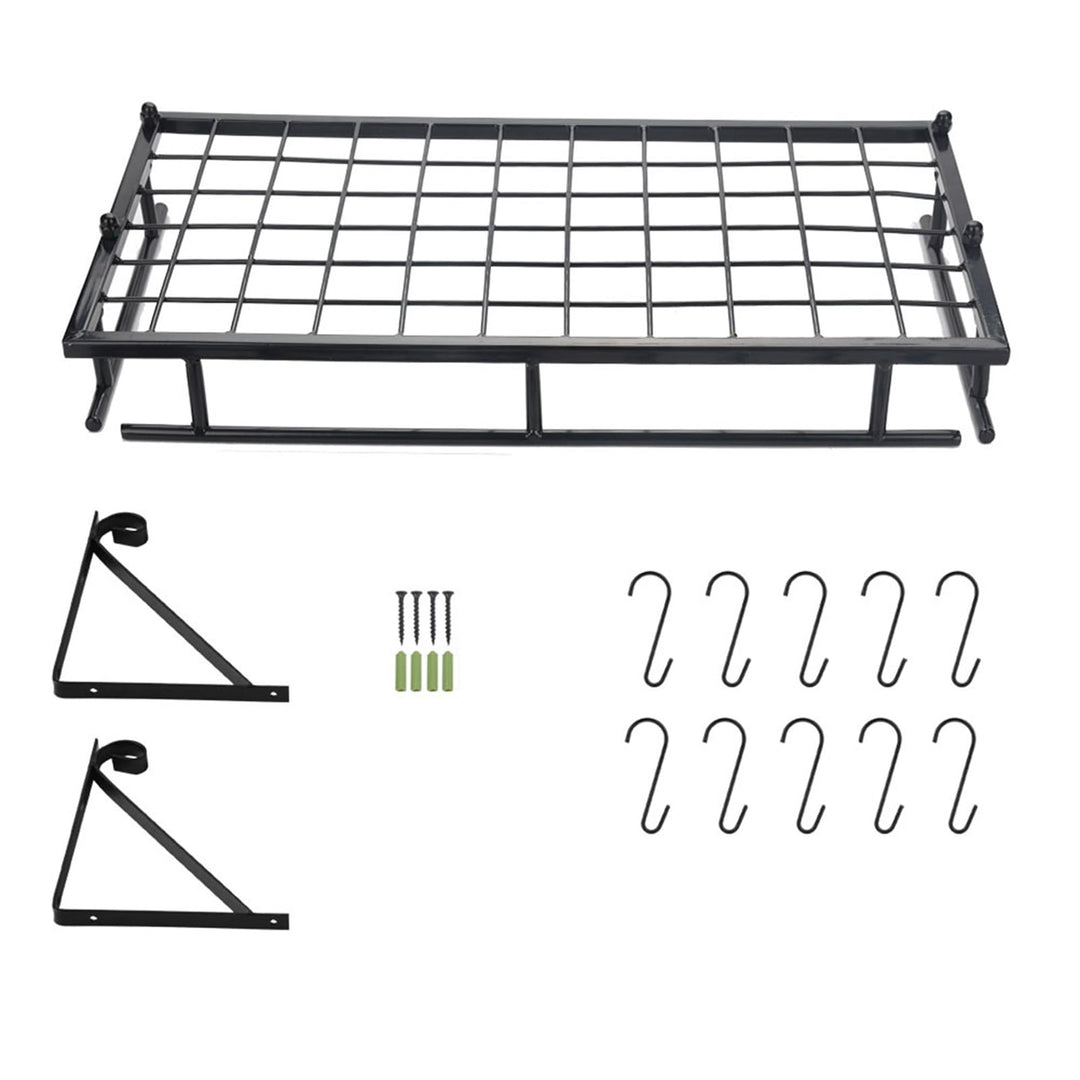 Wandmontaged Pot Rack Lagerregal, Topfstangen für Küchenpfanne Organizer mit 10 Haken und Accessoire