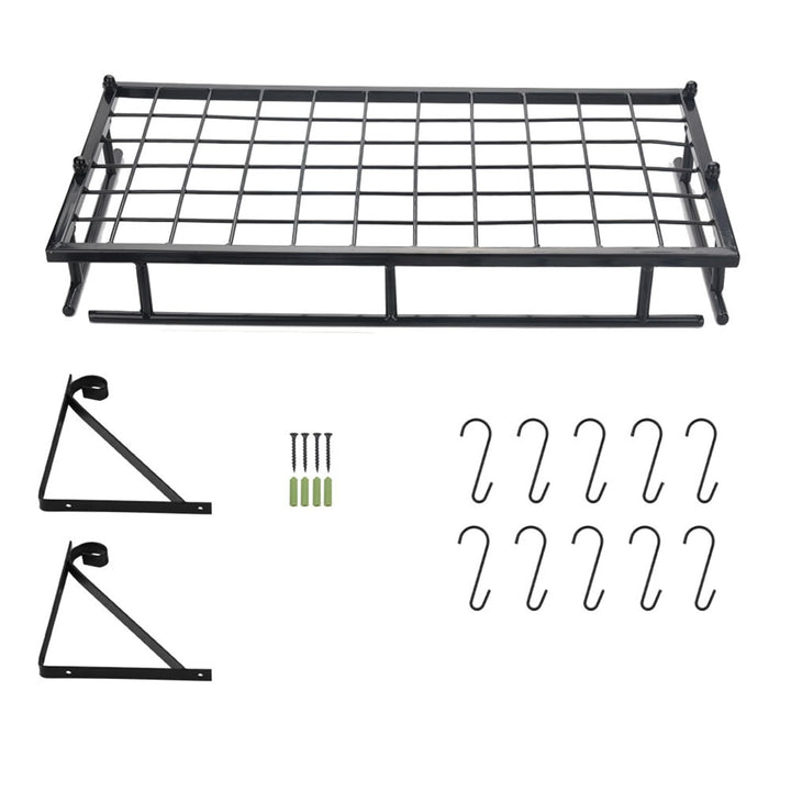 Wandmontaged Pot Rack Lagerregal, Topfstangen für Küchenpfanne Organizer mit 10 Haken und Accessoire