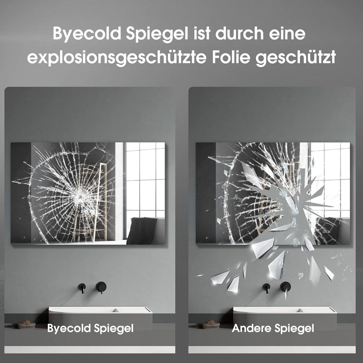byecold Badspiegel mit LED Beleuchtung 80x60CM, Badezimmerspiegel Antibeschlag, Bad Spiegel Wandspie