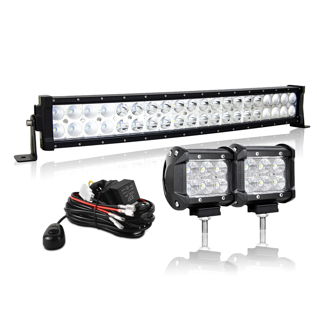 AUXTINGS LED Zusatzscheinwerfer Scheinwerfer 56 cm 120W gebogen LED Nebelscheinwerfer+ 10cm Flutligh