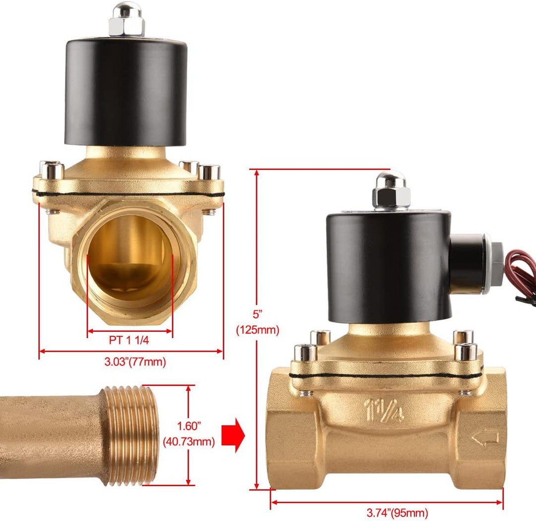 Heschen Messing Elektrisches Magnetventil, 2W-320-32, PT 1-1/4'', DC24V, Direktwirkung Wasser Luft,