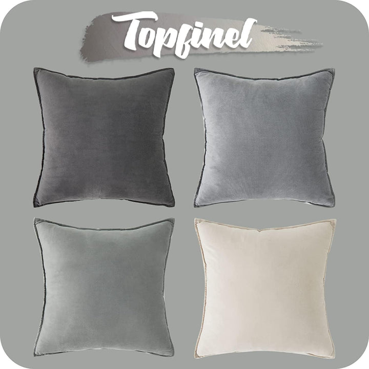 Topfinel Kissenbezug 50x50 Grau 4er Set Samt Kissenbezüge Kissenhülle Dekokissenbezug sofakissen dek