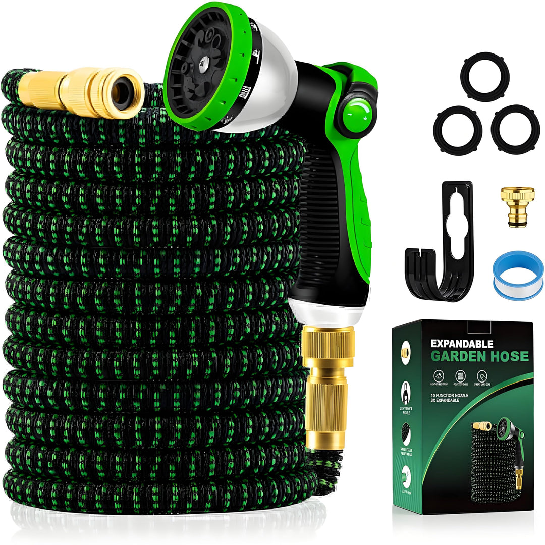 Flexibler Gartenschlauch 15m/50Ft - Ausziehbare Garten Schlauch mit 10 Funktions Düse Brause Adapter