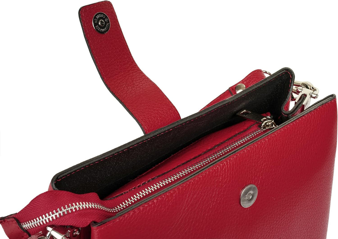 Handtasche Echt Leder Damen Made in Italy, Tragetasche, Umhängetasche, Abendtasche aus Leder 021791