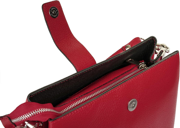 Handtasche Echt Leder Damen Made in Italy, Tragetasche, Umhängetasche, Abendtasche aus Leder 021791