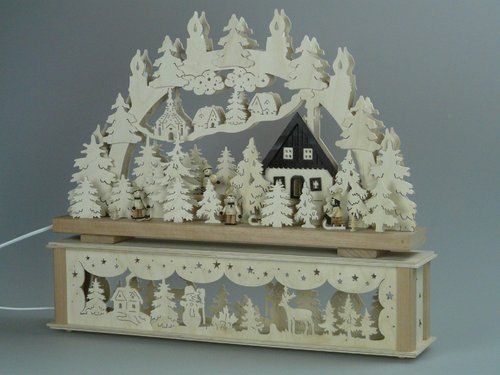 Original Erzgebirgischer Marken Schwibbogen Lichterbogen 50 X 43 cm K50-3_255