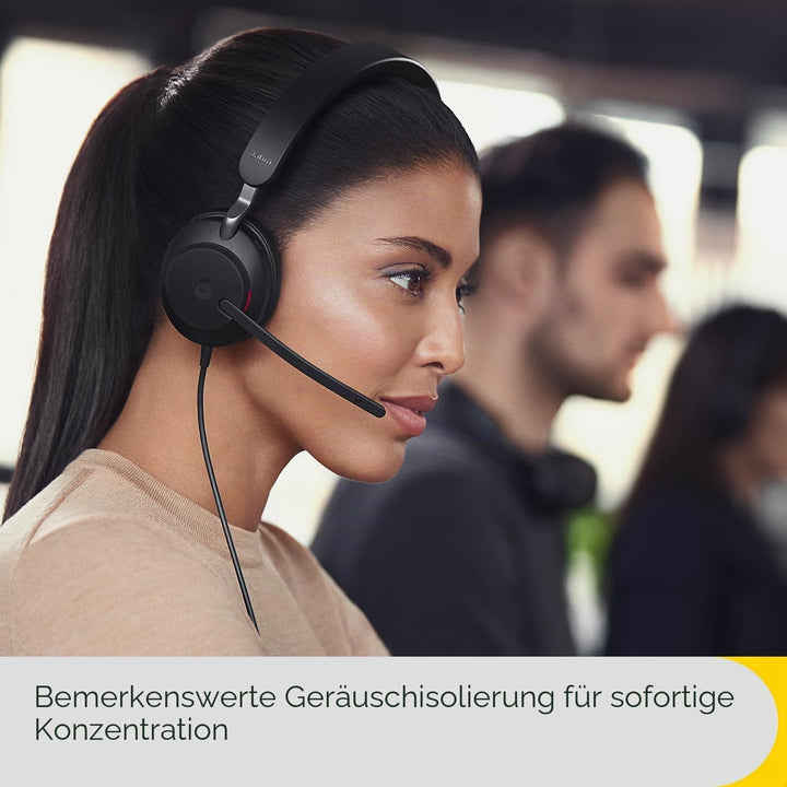 Jabra Evolve2 40 SE - Kabelgebundenes Stereo-Headset mit Geräuschunterdrückung und 3-Mikrofon-Techno