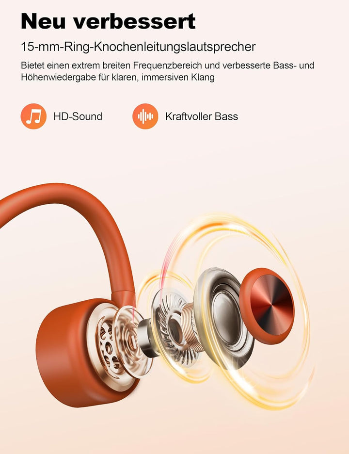 Knochenschall Kopfhörer Schwimmen – IP68 Wasserdicht, Bluetooth 5.4 Sport Kopfhörer mit 32GB MP3-Pla