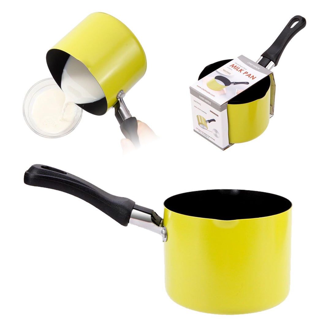 Mini Kochtopf mit Griff, 550ml 10cm Kleine Milchpfanne Antihaft Butterwärmer Mini Suppentopf Milch k