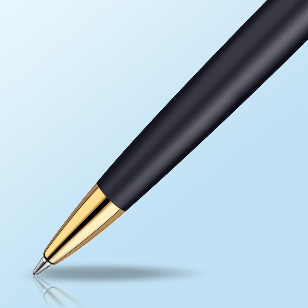 Waterman Hémisphère Kugelschreiber | Mattschwarz mit Zierteile aus 23 K Gold | Mittlere Spitze | Bla