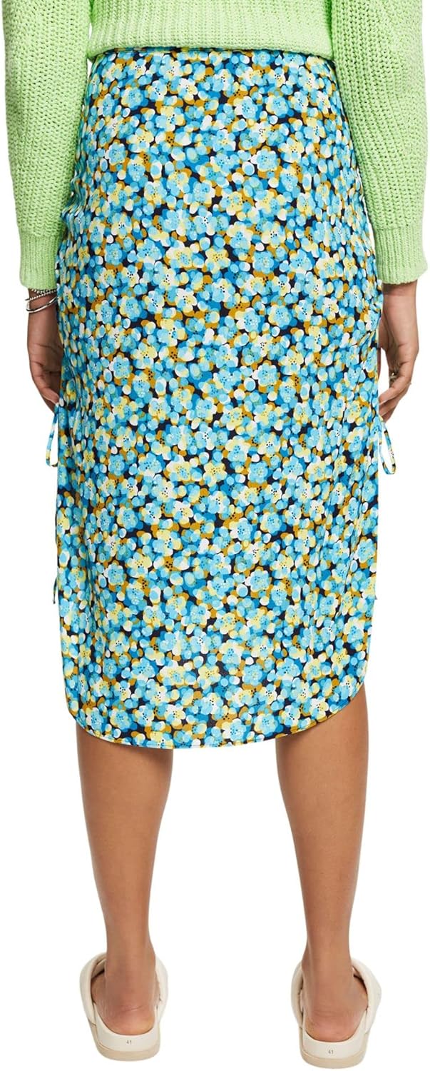 ESPRIT Geblümter Midirock mit Bindedetails 32 Turquoise, 32 Turquoise