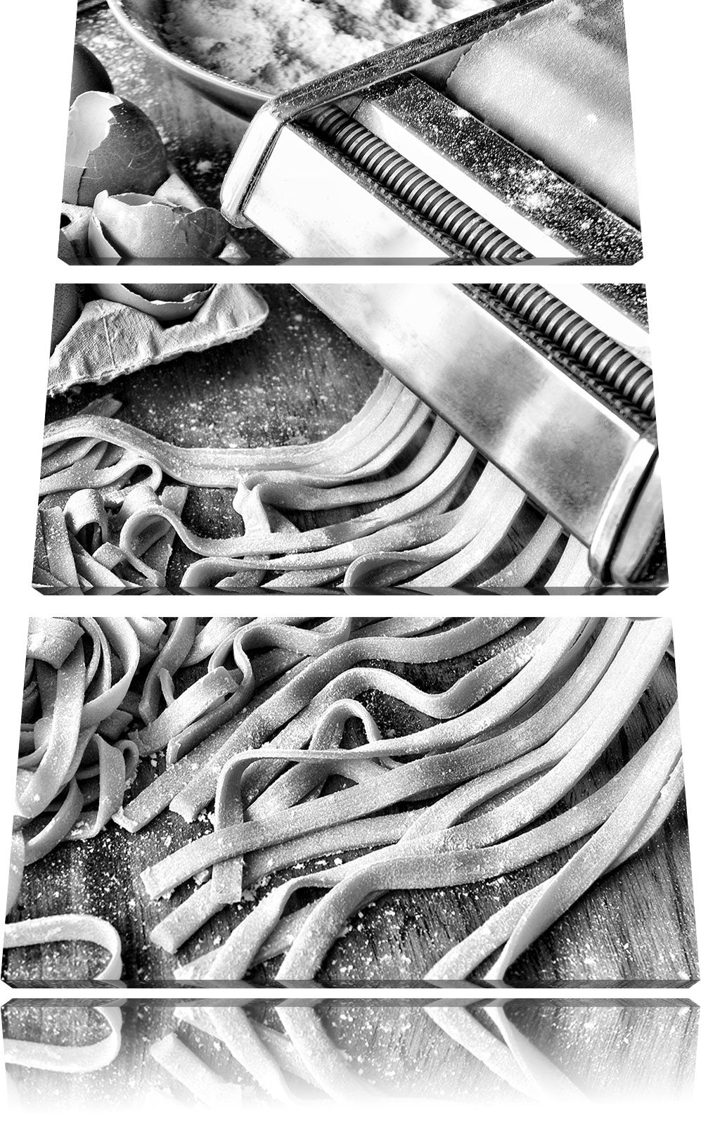 Pixxprint Nudelmaschine Pasta Italia / 3-Teilig/Gesamtmass 120cm Leinwandbild bespannt auf Holzrahme