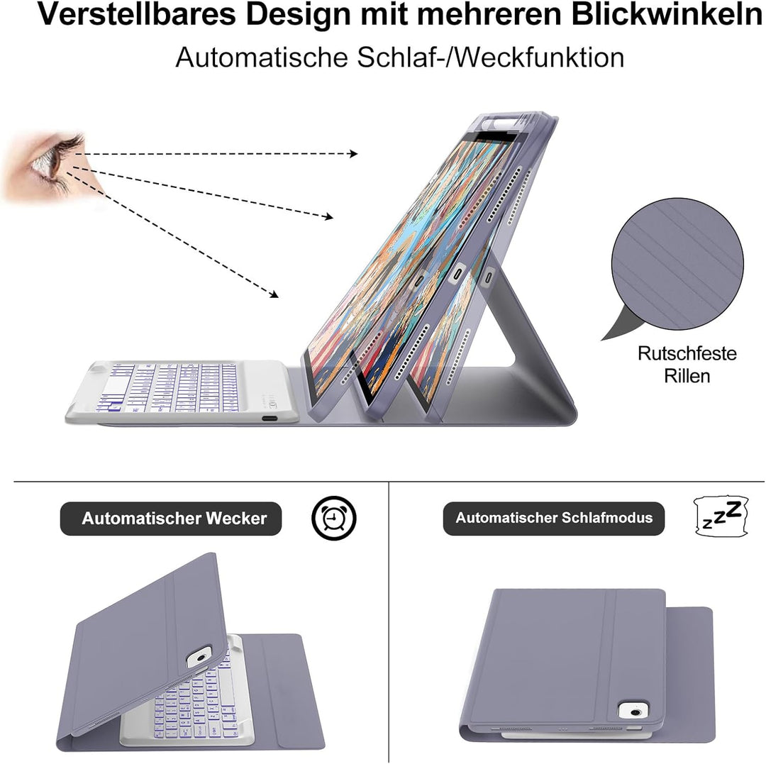 Hülle Beleuchtete Tastatur für Air 13 Zoll (2025/2024) M3/M2, QWERTZ Magnetisch Abnehmbare Keyboard