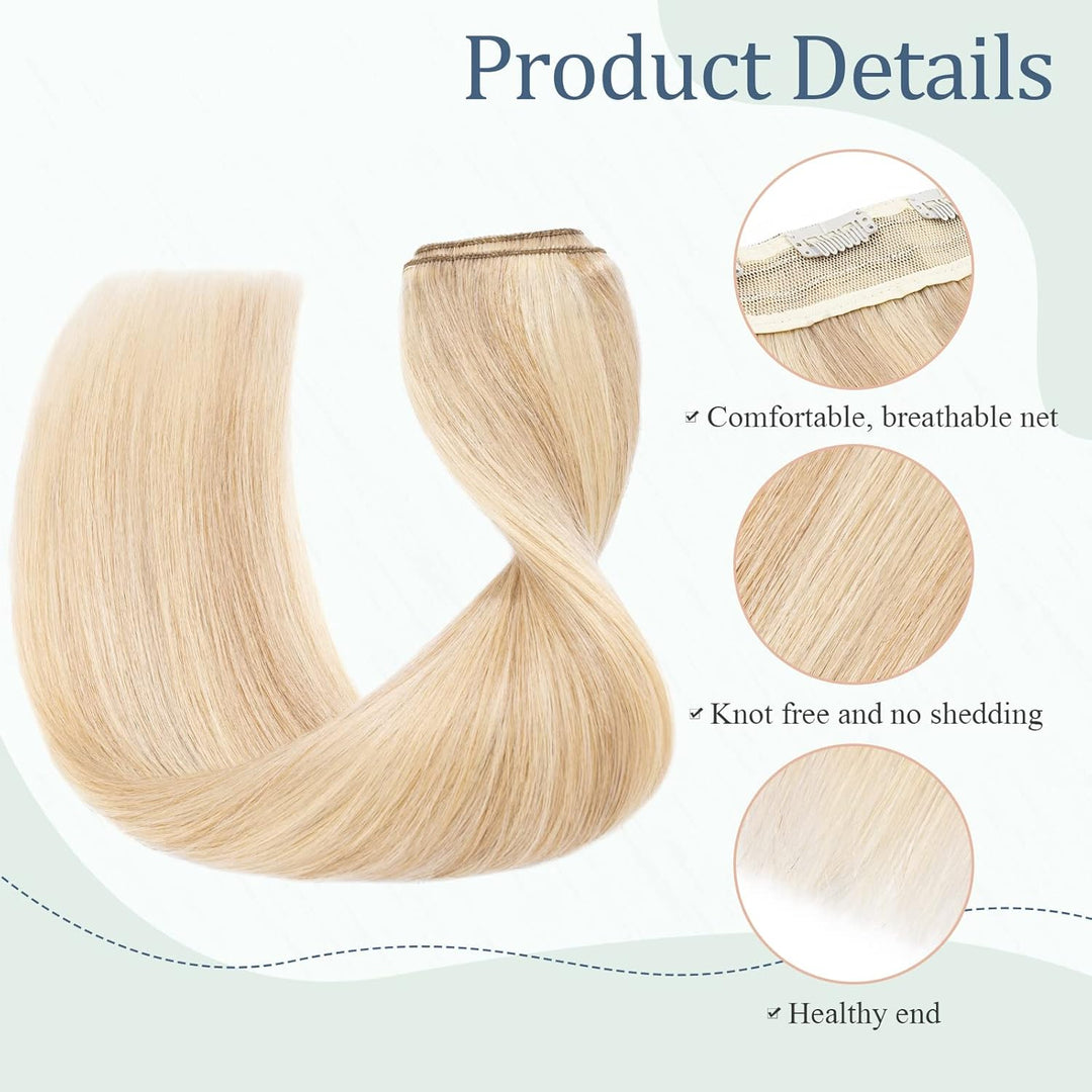 Silk-co Clip in Extenions Echthaar Haarteile Echthaar 1Pc 5Clips Haarteil 18P613# Graublond & Bleich