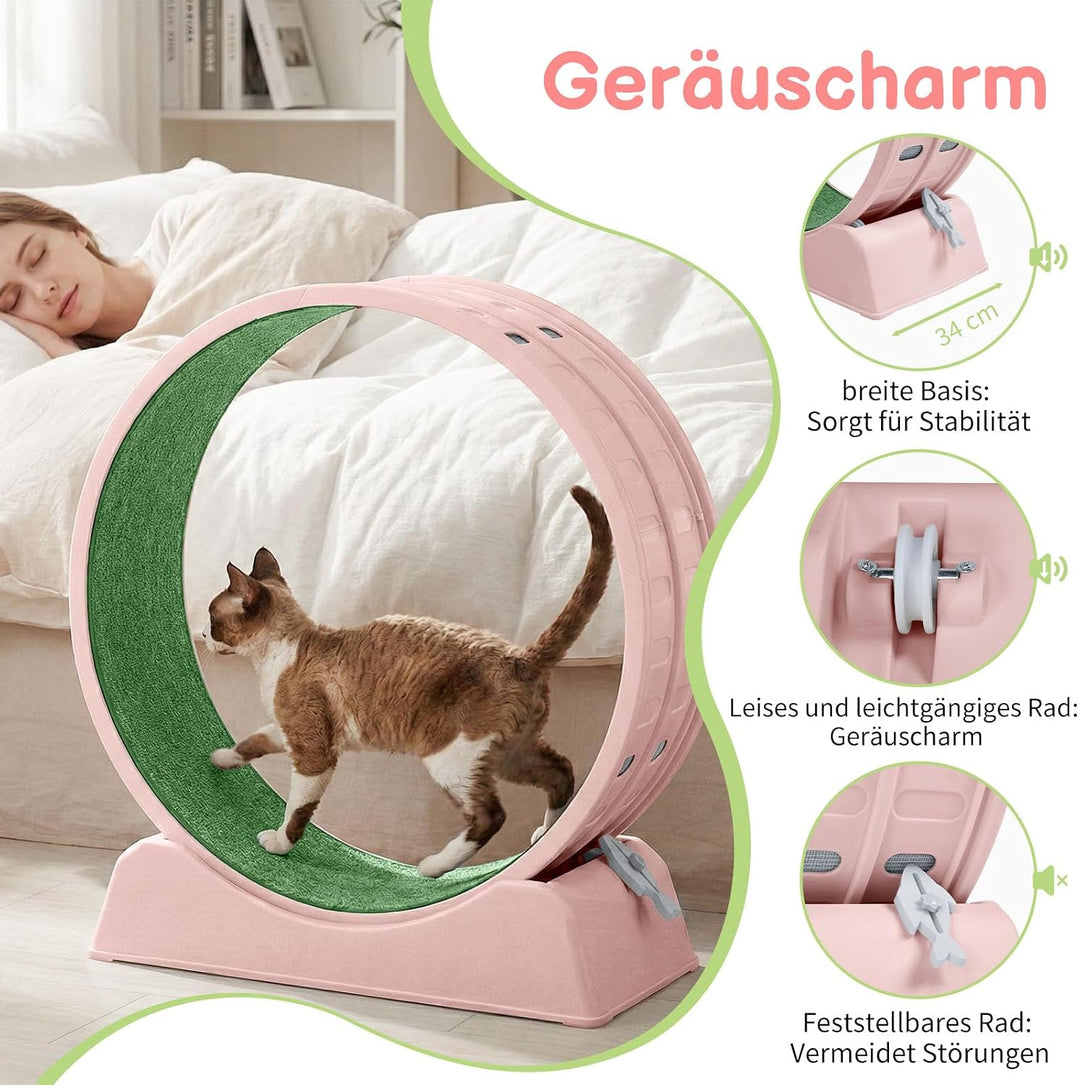 LEADZM Katzenlaufrad 80cm Durchmesser - Laufrad Katze aus Kunststoff, Inklusive Teppich und Katzensp