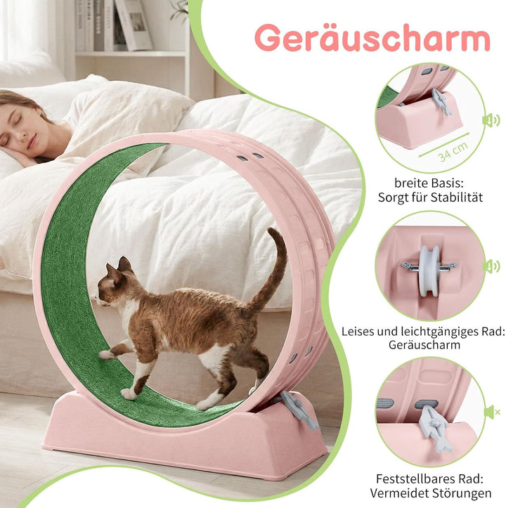 LEADZM Katzenlaufrad 80cm Durchmesser - Laufrad Katze aus Kunststoff, Inklusive Teppich und Katzensp