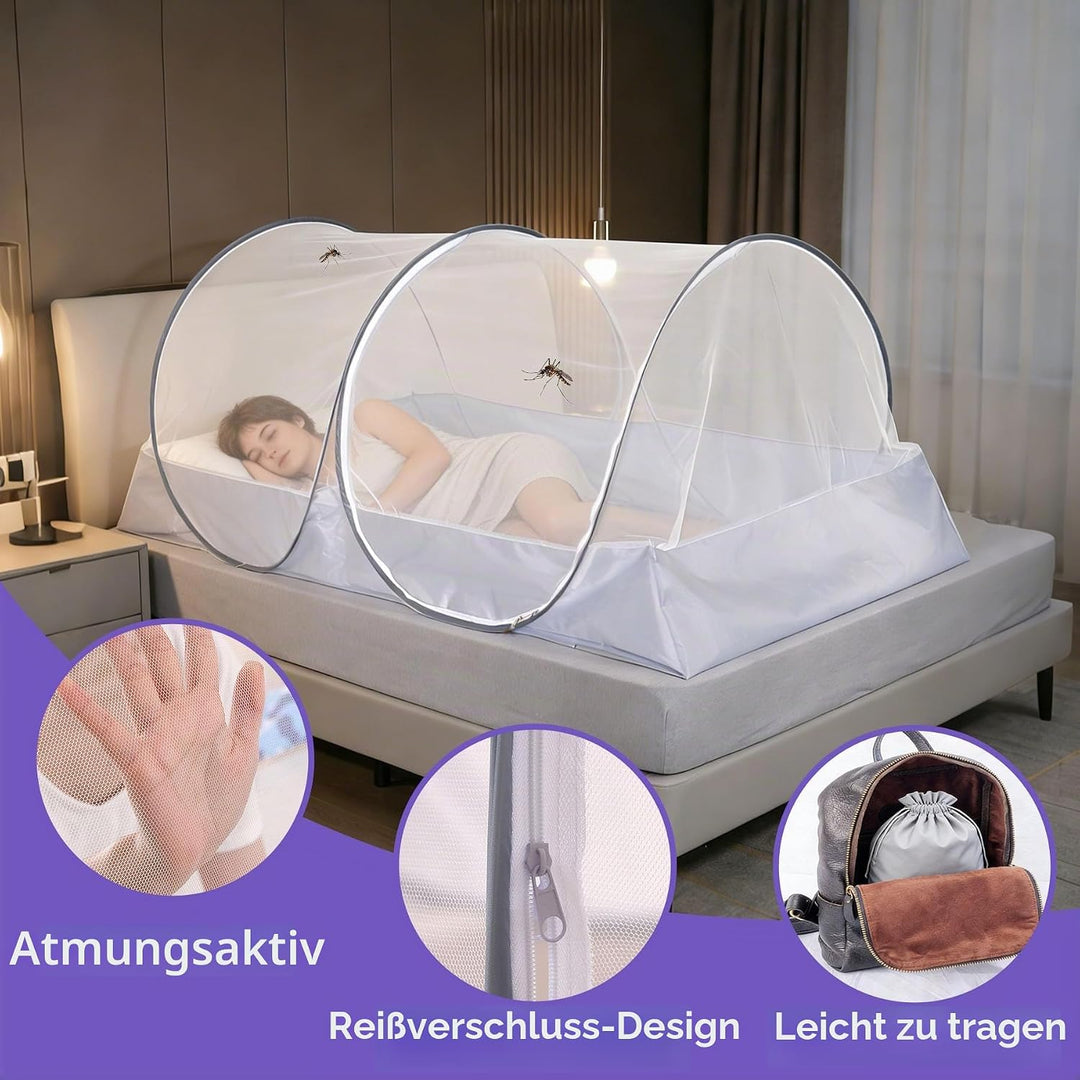 Moskitonetz Pop Up 100x200x73cm, Moskitonetz Bett klappbar, Mosquito Net imprägniert für Outdoor Ind