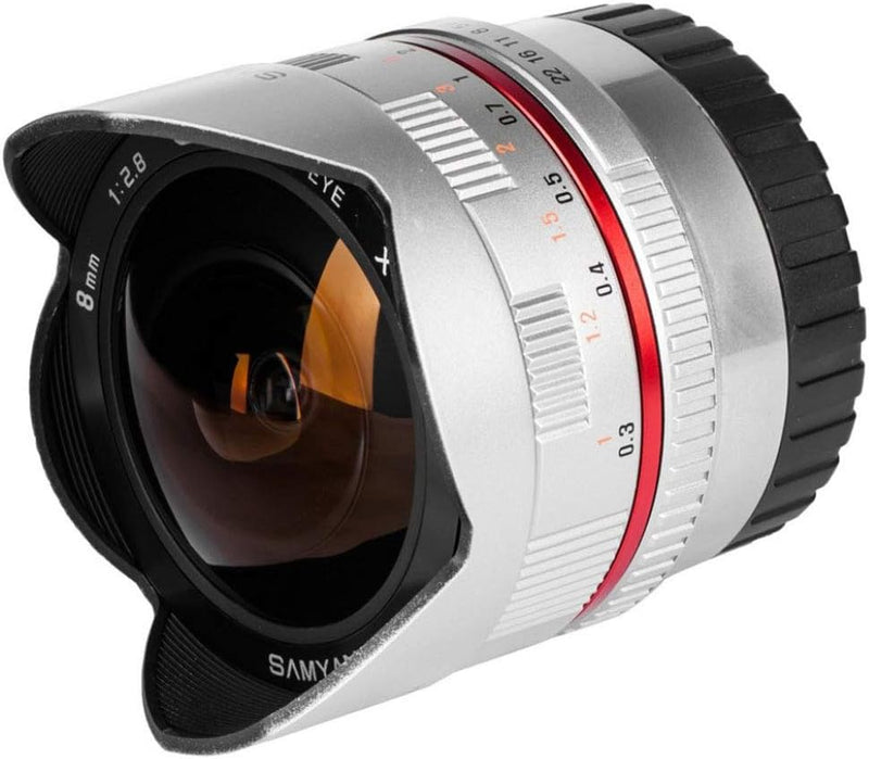 Samyang 8mm F2.8 Objektiv für Anschluss Sony E, Silber Für Sony-E silber, Für Sony-E silber