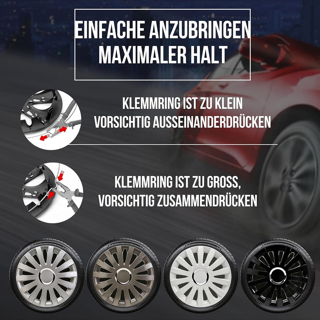 Albrecht 15 Zoll Radkappen grau für Stahlfelgen - Sail Radzierblenden aus hochwertigem Kunststoff -