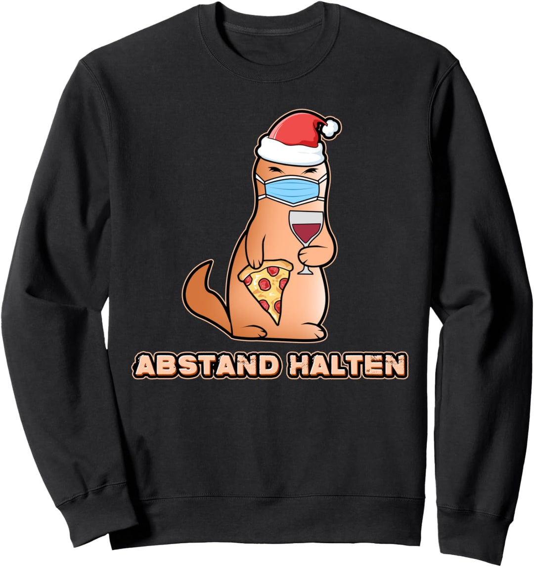 Abstand Halten - Katze Mundschutz Katzenfreund Gesichtsmaske Sweatshirt
